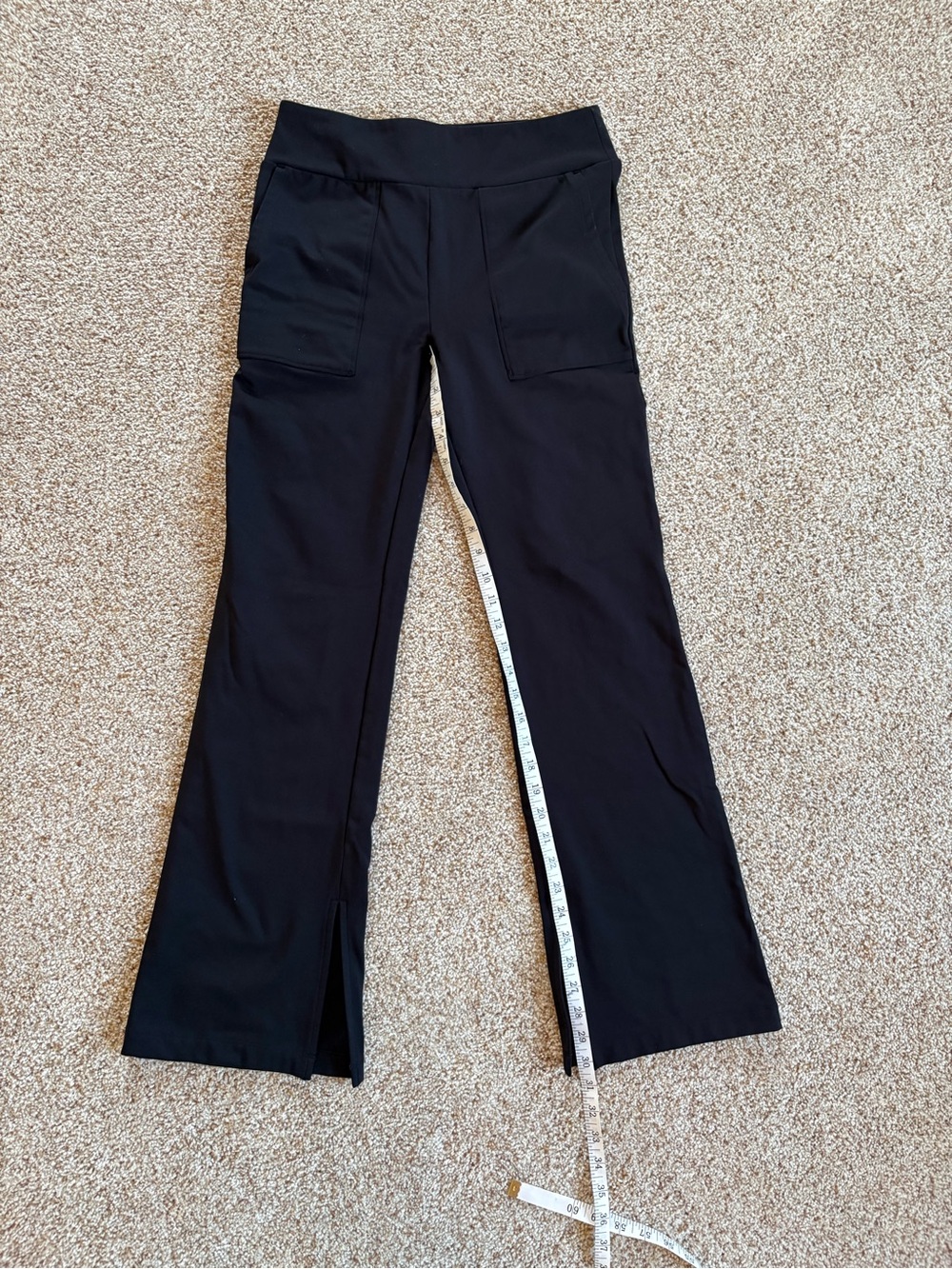 Lou & Grey Black High-Rise Flare Leggings with Front Pockets